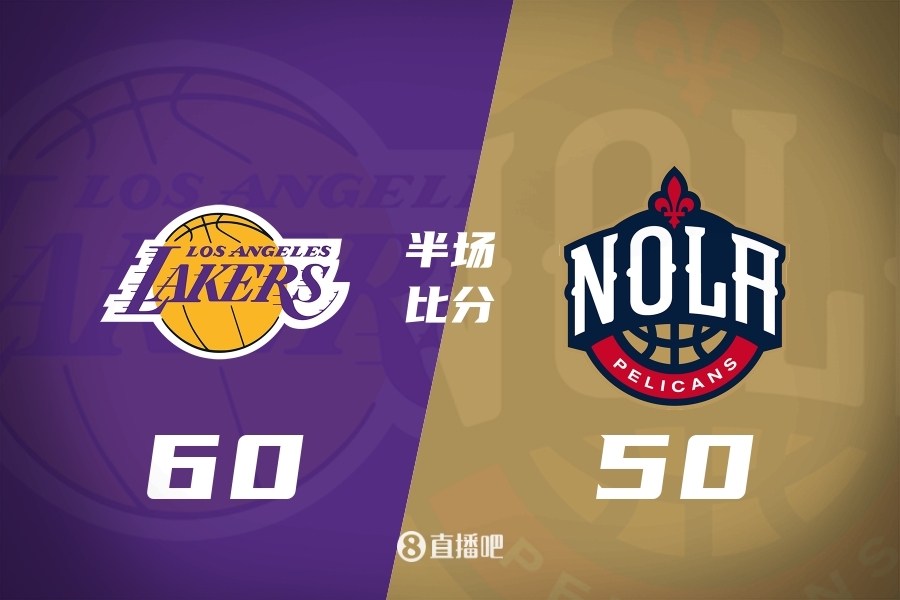 第二节轰出34-16！湖人半场60-50鹈鹕 詹姆斯15+5&锡安20分